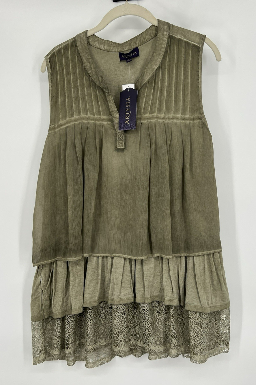 Artesia Boho Lace Ruffle Tunic Top Women's Large Fairy Grunge Cottagecore NWT